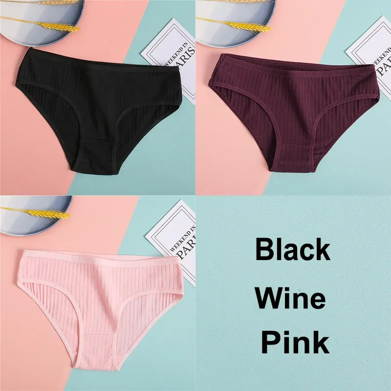 3PCS Cotton Panties Women's Underwear Casual Solid Color Panties for Women Intimate Lingerie Sexy Briefs Female Underpants M-XL