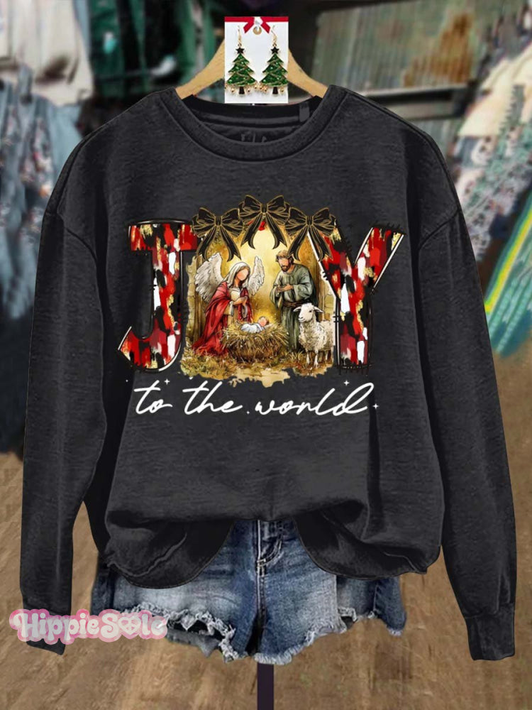 Lovely Christmas The Birth Of Jesus Art Print Casual Sweatshirt Black / S
