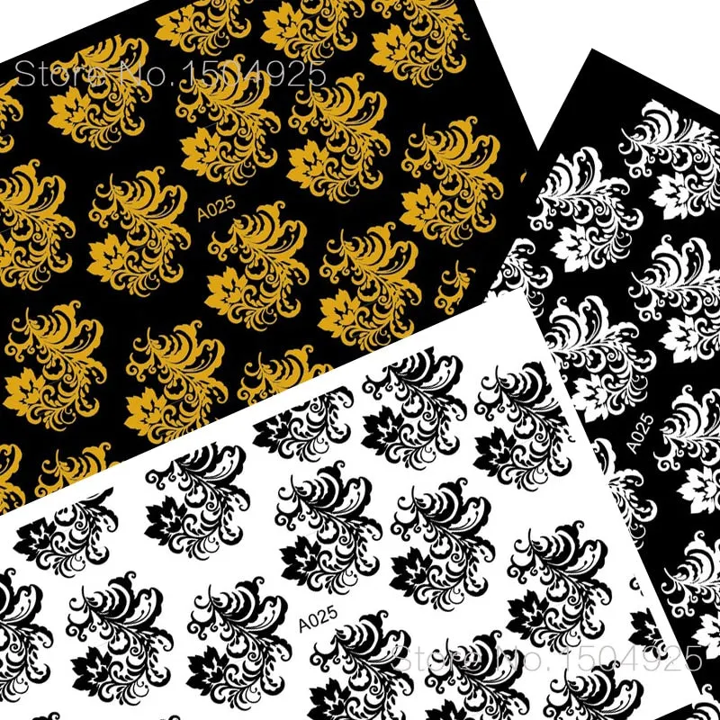 Black Wave Gold Stars White Line Nail Art Stickers Designs Manicure Sticker Back Glue Accessories for Nail Art Decoration Decals-Nail Inspo