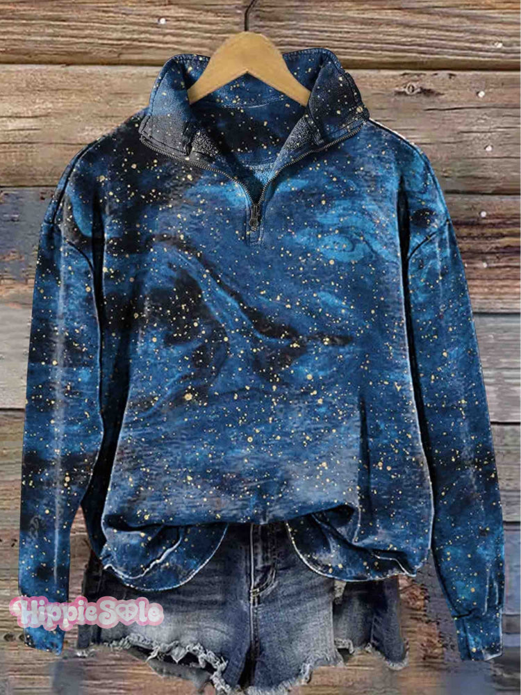 Women&rsquo;s Texture Art Patterns Print Casual Long Sleeve Zipper Sweatshirt Multicolor / S