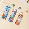 3Pcs Special Shape Cat and Flower Diamond Painting Art Bookmark with Pendant