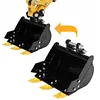 [US Local Warehouse] 400mm Bucket Metal Trenching Digger for Most 0.8-1.8 Ton Small Diggers Mini Excavator Digging Bucket Attachment 0.98in Hole 3.46in Center Wheelbase Mini Excavator Attachment w/ Metal Teeth