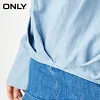 ONLY Brand 2018 NEW summer cotton67% casual solid color slah neck asymmetrical hem tops women denim shirts |117362502