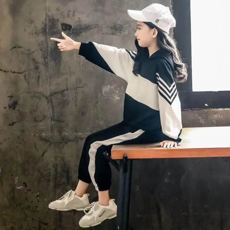 Cotton Casual Sportswear Autumn Spring Girls 2 Pieces Sets Tracksuit for Children's clothing suits School Kids Clothes Teenage