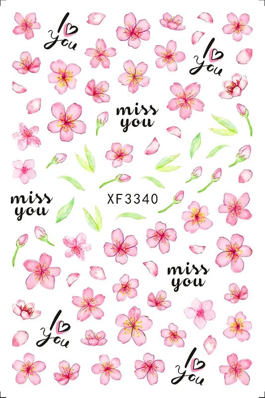 3D Nail Art Stickers Manicure Decoration Design Nail Art Decal Green Clover Leaf Nail Art Designer Decals Beautiful Flower