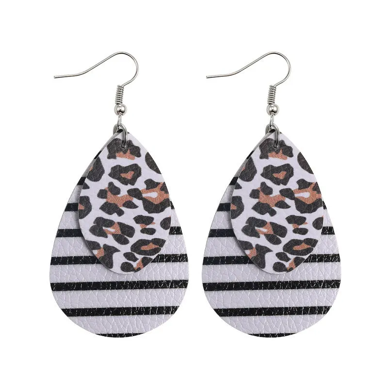 Layered Leopard and Stripe Earrings