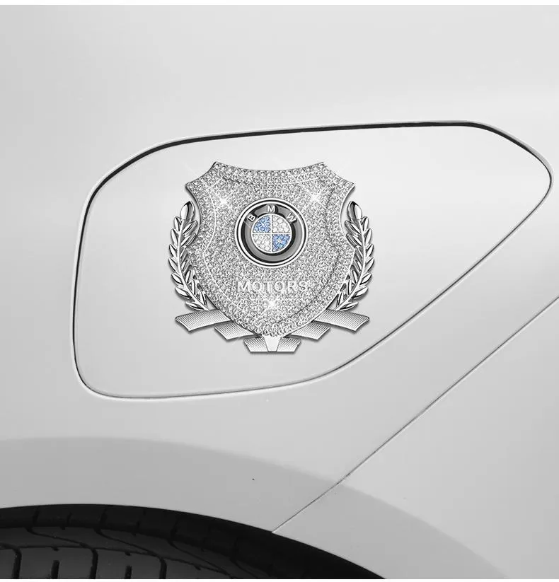 Car exterior modification rhinestone metal car emblem stickers（2PCS）