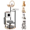 [US Local Warehouse] 66-Inch Cat Tree with Scratching Post Cat Tower Multi-Level Cats Furniture with Dangling Ball Platform Hammock for Indoor Cats Large Adult