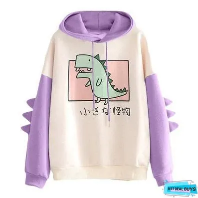 EOENKKY Funny Shark Patchwork Hoodies Women Autumn Kawaii Sweatshirt Oversized Casual Long Sleeve Pullover Woman Sweatshirt