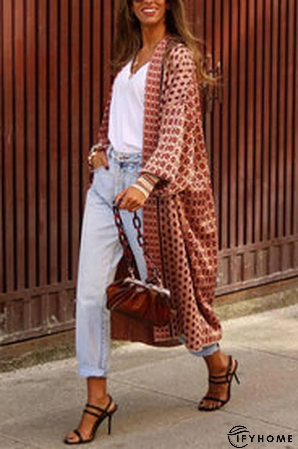 Digital Print Long Sleeve Cardigan Coat | IFYHOME