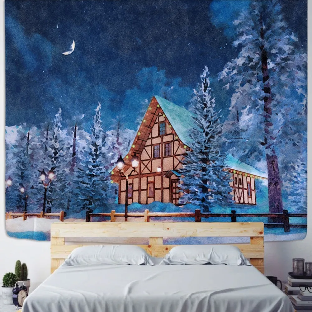 Cartoon Christmas Illustration Tapestry Wall Hanging Hippie Witchcraft Tapiz Holiday Aesthetics Room Home Decor