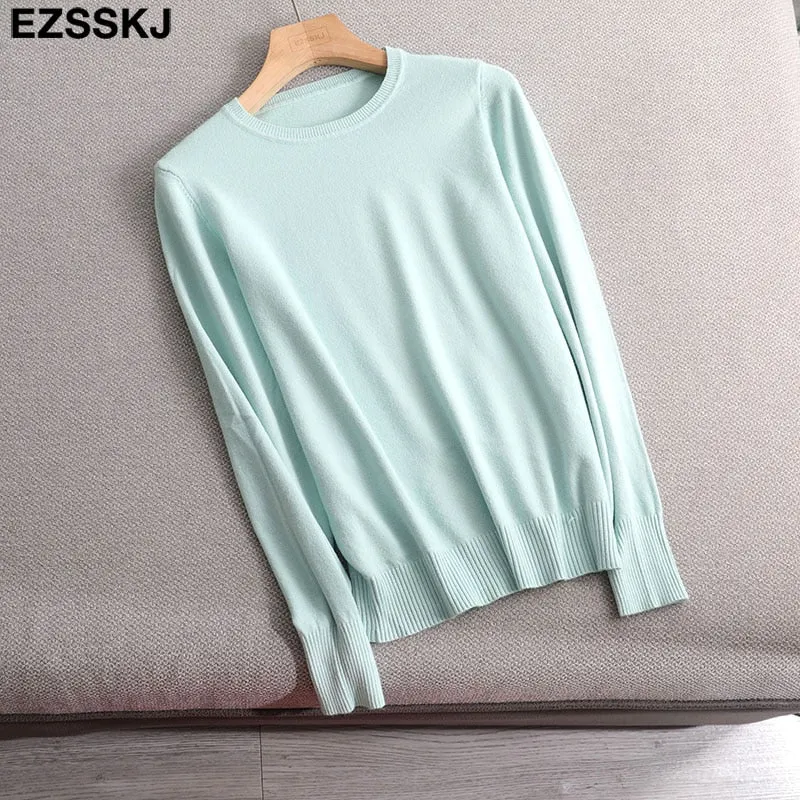 Autumn Winter O-NECK BASIC  Sweater pullovers Women 2021 Female  loose BOTTOM Sweater Pullover female