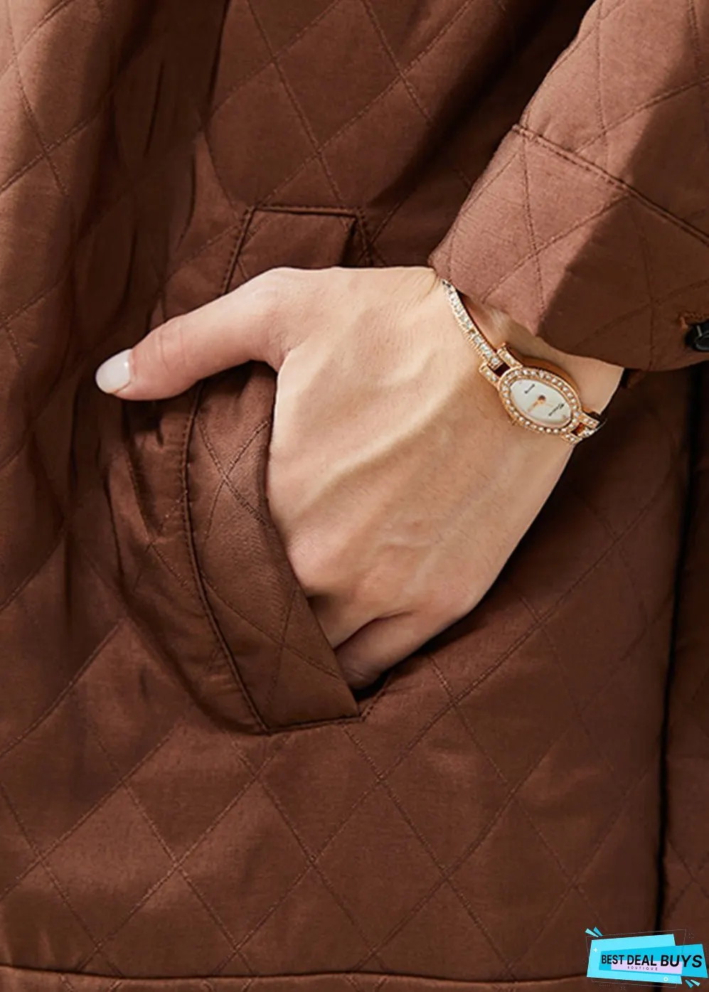 Women Brown Oversized Fine Cotton Filled Winter Coats