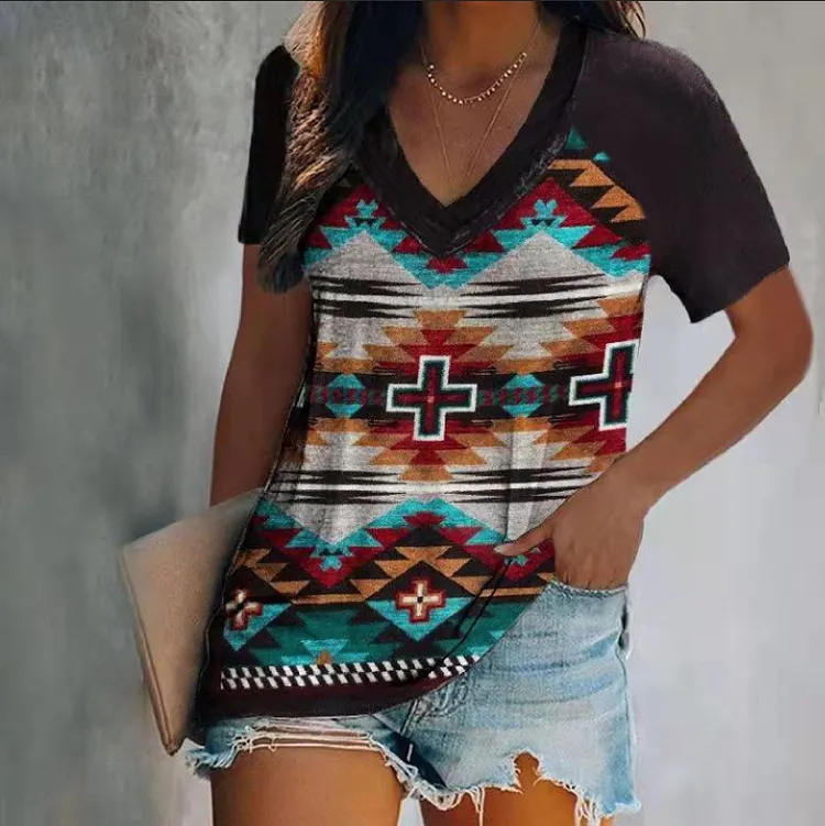 Vintage Raglan Totem Print T-Shirt