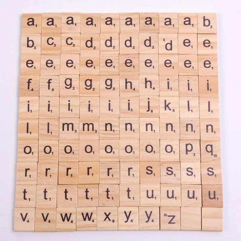 100Pcs Wood Scrabble Tiles Letter Alphabet Scrabbles Number Craft Wooden English Words Digital Puzzle Decoration