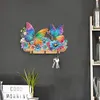 (US Local)Wooden Special Shaped Flowers Butterflies Diamond Art Craft Wall Hooks for Home