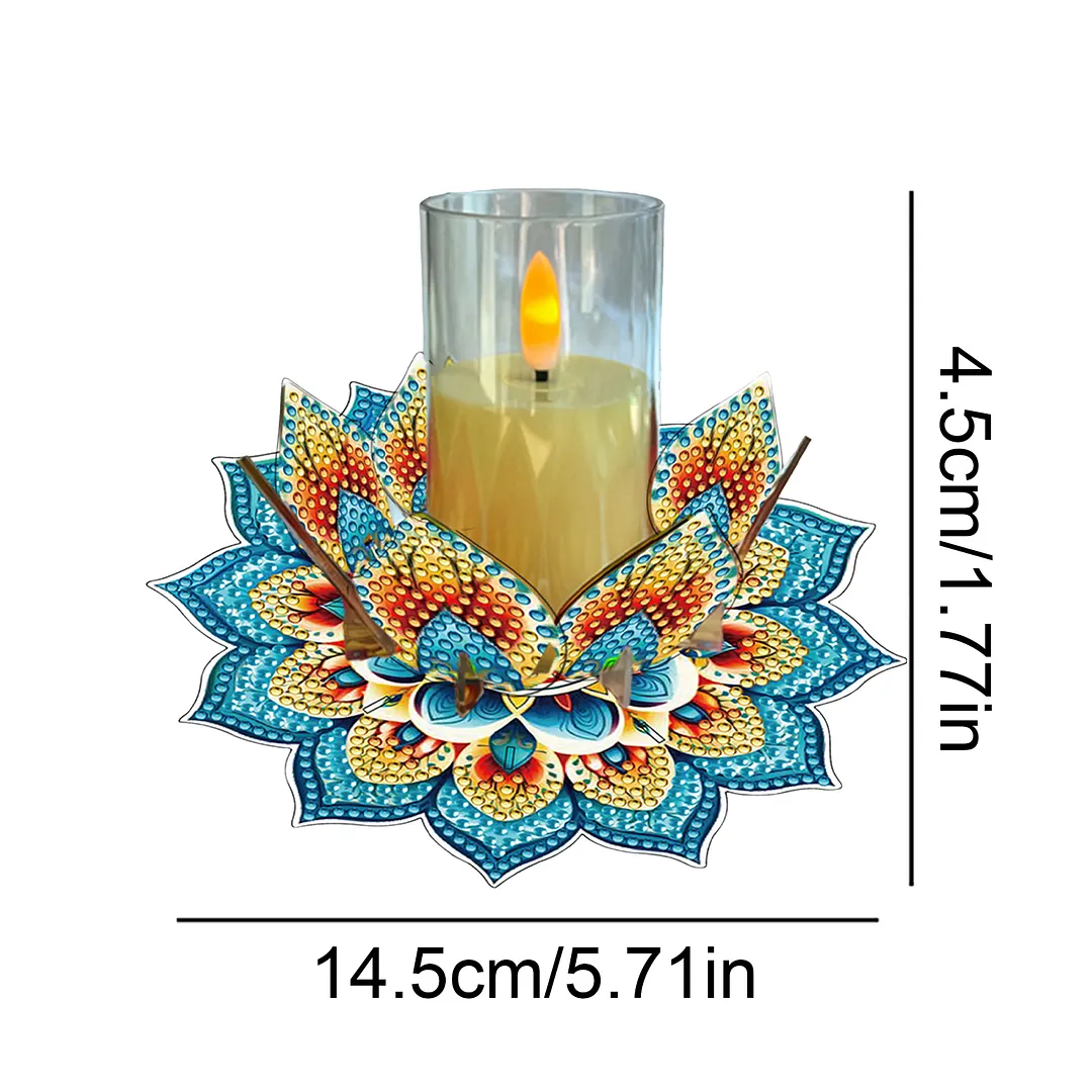 Mandala Lotus-K Acrylic DIY Diamond Painting Candle Holders Without Candles Crystal Painting Tealight Candle Stand Table Centerpiece for Adults Beginners Home Party Decor