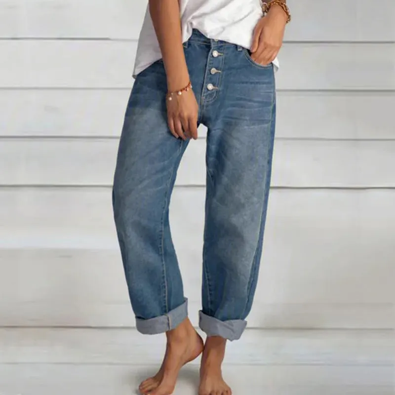 Brownm Leisure Cowboy Simple Thin Women's Denim Straight-leg Pants