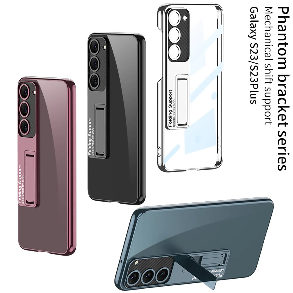 Applicable To Samsung S23/S22 Series Transparent Electroplating Bracket Mobile Phone Case