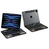 360 Degree Rotating iPad Pro 12.9 inch 6th 5 4 3rd Generation Keyboard Case Transparent, Clear with 7 Color Backlit Touchpad, Foldable, Multi-Angle, Multi-functional, Integrated Keyboard Cover