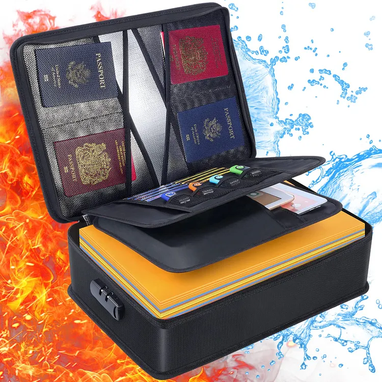 KeeQii Fireproof Document Box (16.1 x 11.5 x 4.7 inch) 
