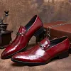 Mens Leather Dress Loafers Shoes For Wedding 