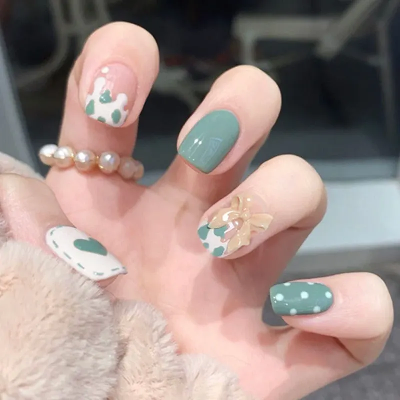 24pcs Butterfly Nail Patch Glue Type Removable Long Paragraph Fashion Manicure Wearable False Nails Patch With Glue Fake Nails-Nail Inspo