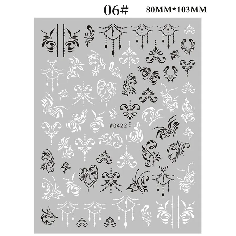1 Sheet Christmas 5D Nail Stickers Gold And Sliver Snowflakes Transfer Nail Decals Slider Decoration For Manicuries