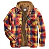Men's Classic Flannel Retro Plaid Shirt Hooded Jacket Coat