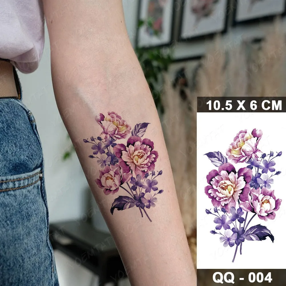 Waterproof Temporary Tattoo Sticker Small Lines Flowers Flash Tatoo Geometry Hand Arm Wrist Fake Tatto For Body Art Women Child