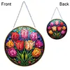 (US Local)(Upgrade Size)DIY Double Sided Effect Diamond Painting Hanging Pendant Kit (Tulip Flower)