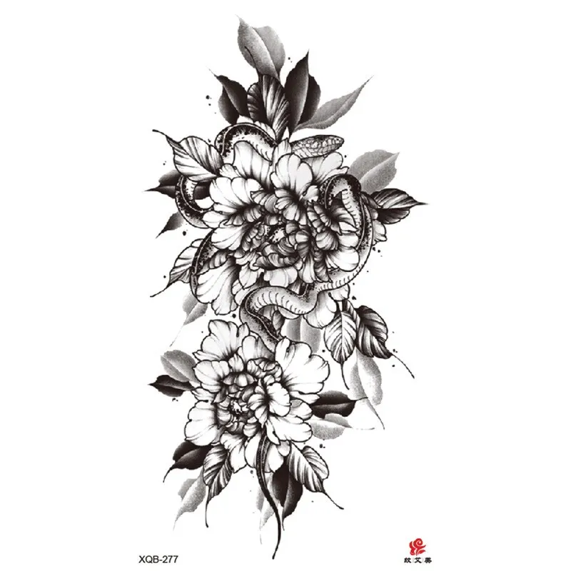 Sdrawing Temporary Sleeve Tatooo Stickers Tiger Lion Elephant Rose Flowertattoo Arm Body Art Fake Tatoo Male Female Black
