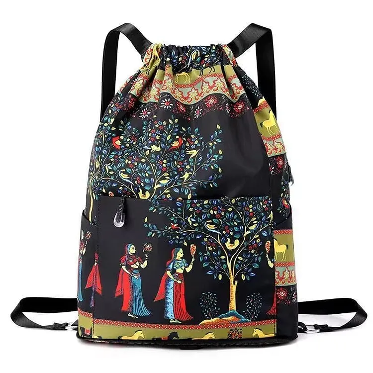 🎒(Travel essential) drawstring foldable large capacity travel sports backpack