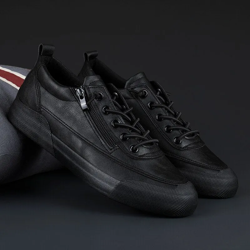 Leather Men Sneakers zips Qulaity Casual shoes Slip-on Softy Luxury brand shoes for Men Loafers outdoor Moccasins Driving Shoes