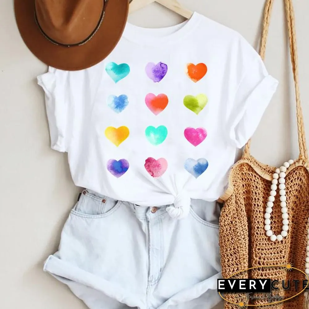 Women Cartoon Leopard Star Love Letter Trend 90S Fashion Summer Lady Print Tee Graphic T Top Female Tshirts Clothes T-Shirt