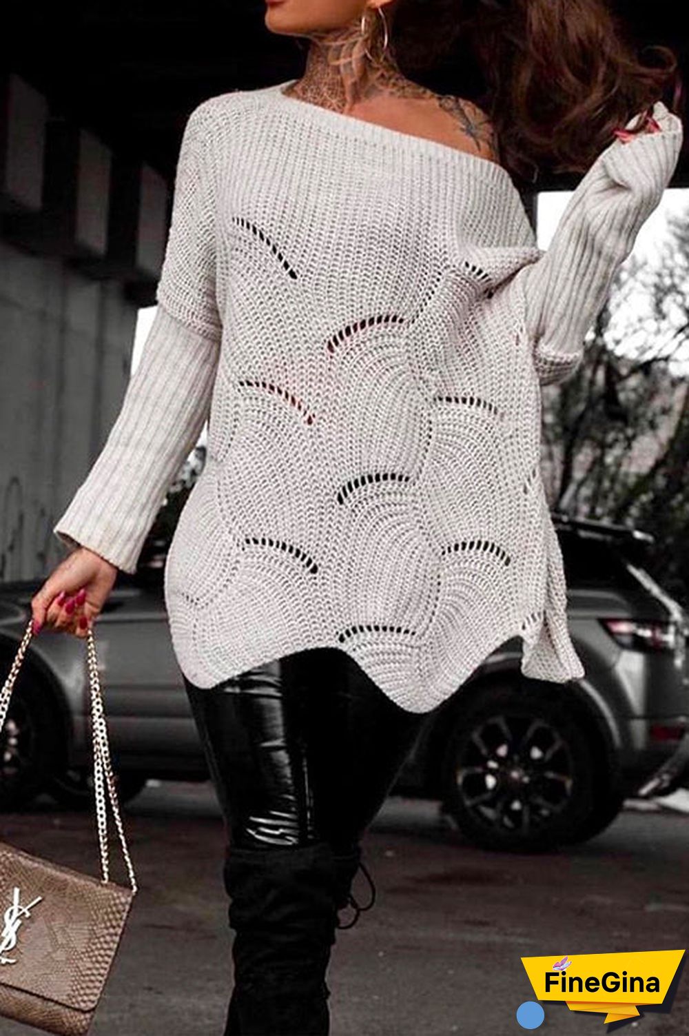 Hollow Out Batwing Sleeve Sweater