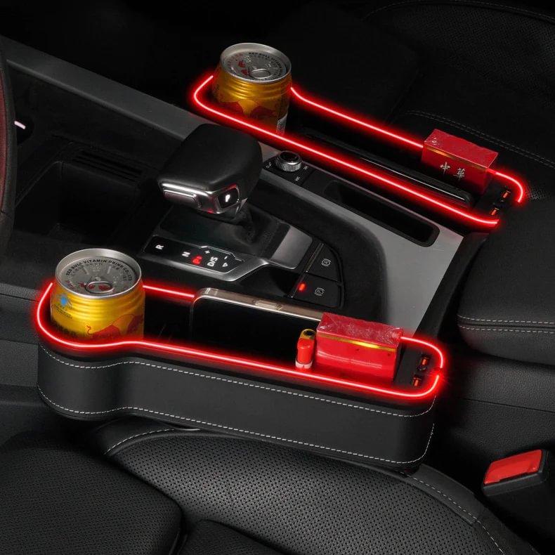 Car seat gap luminous storage box