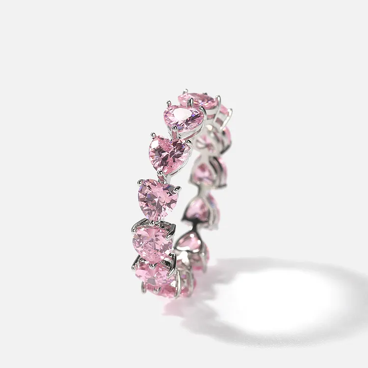 Iced Out Single Row Rings Love Heart Style Hip Hop For Women