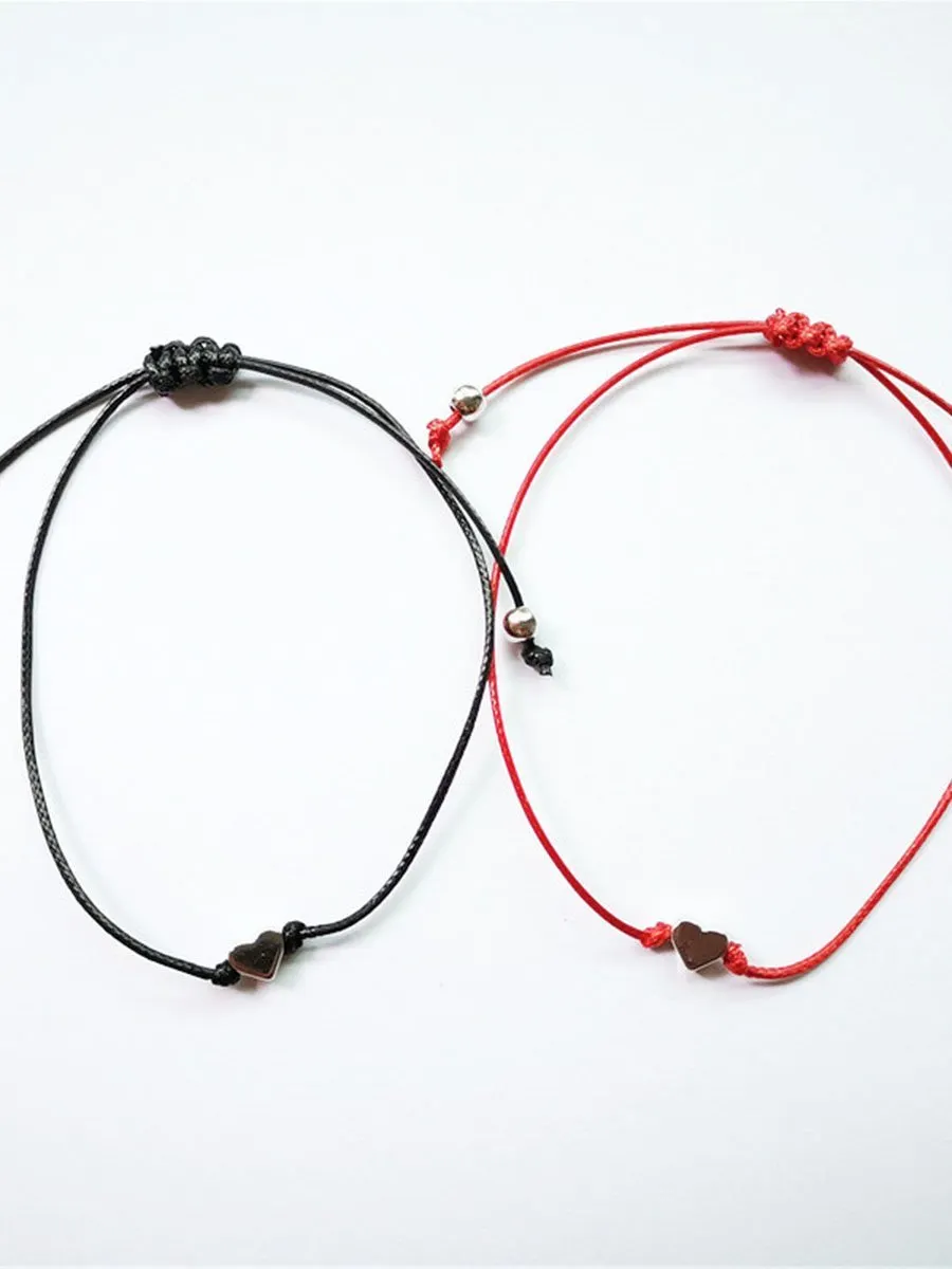 2 pcs Adjustable Heart Alloy Bracelets