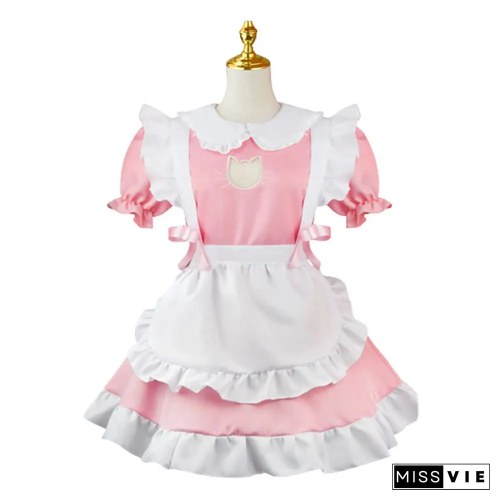 Lolita Doll Collar Kitty Hollow Out Ruffled Maid Dress