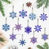 12PCS Diamond Painting Snowflakes Double Sided Keychain