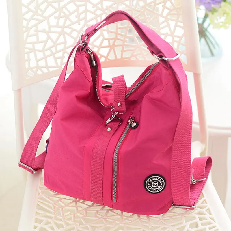 Nylon Waterproof Backpack Bag For Women Girls Casual Zipper Sewing Backpack Retro Style Student Daily Bag Mochila Mujer