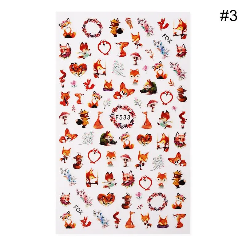 1PC Animals 3D Nail Stickers Leopard Zebra Transfer Stickers Kiss Letter Number Nail Art Stickers Colorful Nail Art Decoration