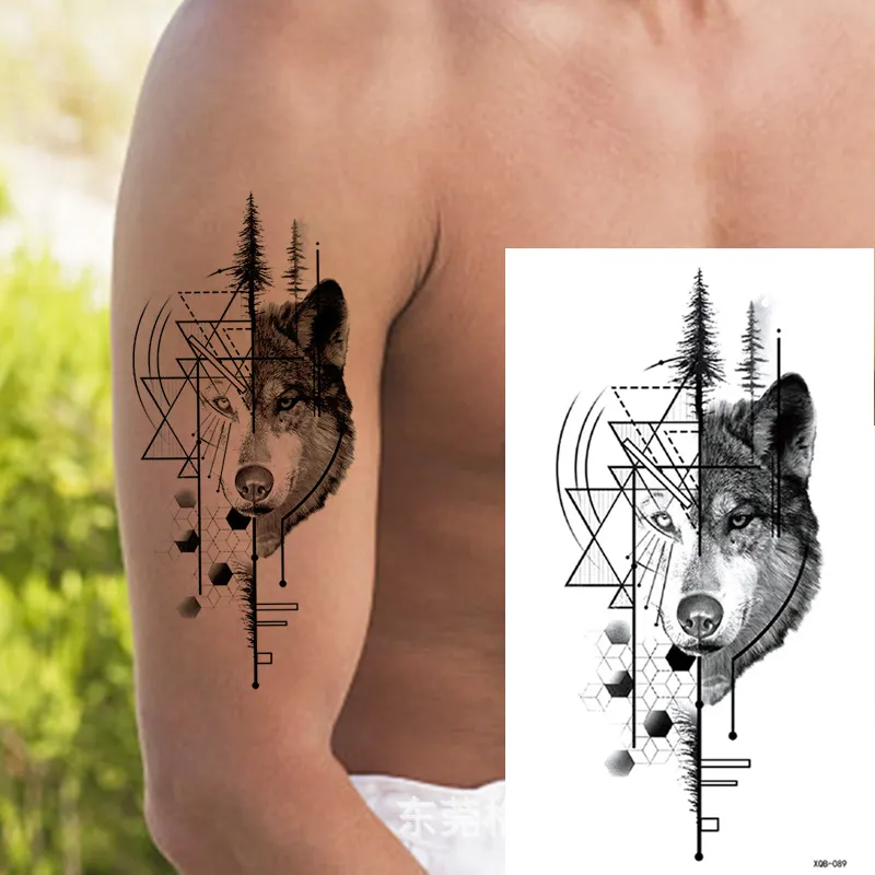 Sdrawing Forest Animal Temporary Tattoos for Men Wolf Tattoo Stickers Tiger Skull Skeleton Fake Tattoo for Women Arm Sleave