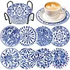 8pcs/set DIY Special Shape Diamond Painting DIY Coaster with Holder (Celadon)