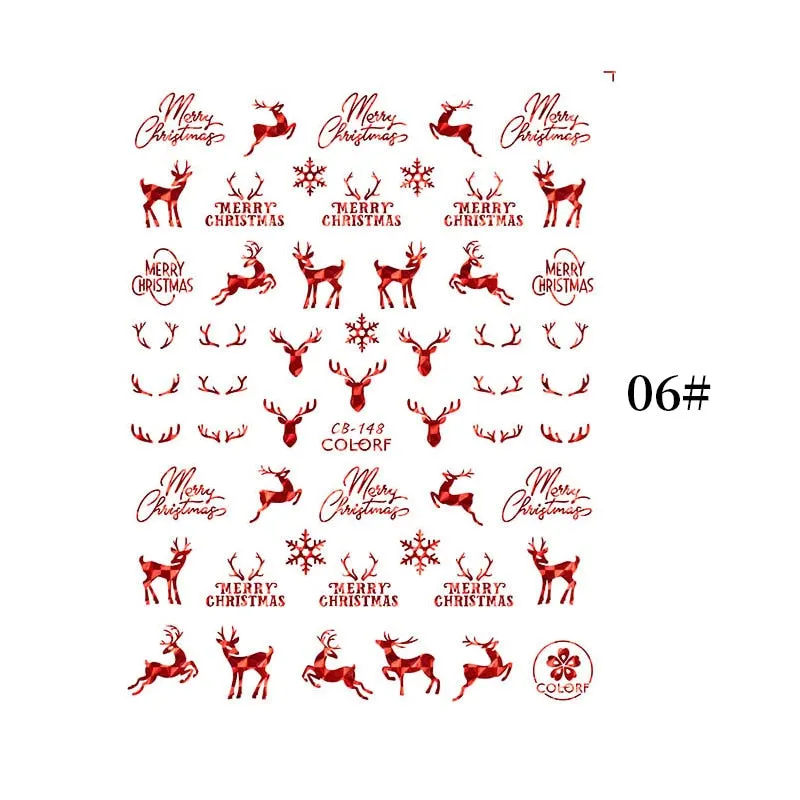 1 Sheet Christmas 5D Nail Stickers Gold And Sliver Snowflakes Transfer Nail Decals Slider Decoration For Manicuries