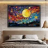 Stained Glass Moon Starry Sky-Full Embroidery 3 Strands 11CT Stamped Cross Stitch-60*40CM-Large Size