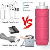 Special foldable water bottle cup with anti-leak valve and reusable BPA-free silicone collapsible travel water bottle cup for gym, camping, hiking, travel, sports, lightweight and durable