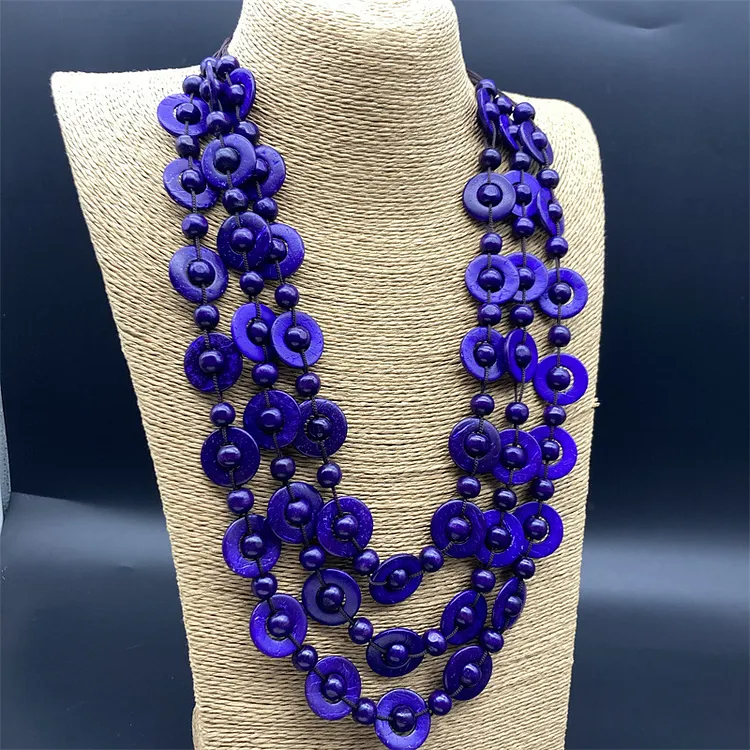 Retro Ethnic Wooden Contrast Color Necklace