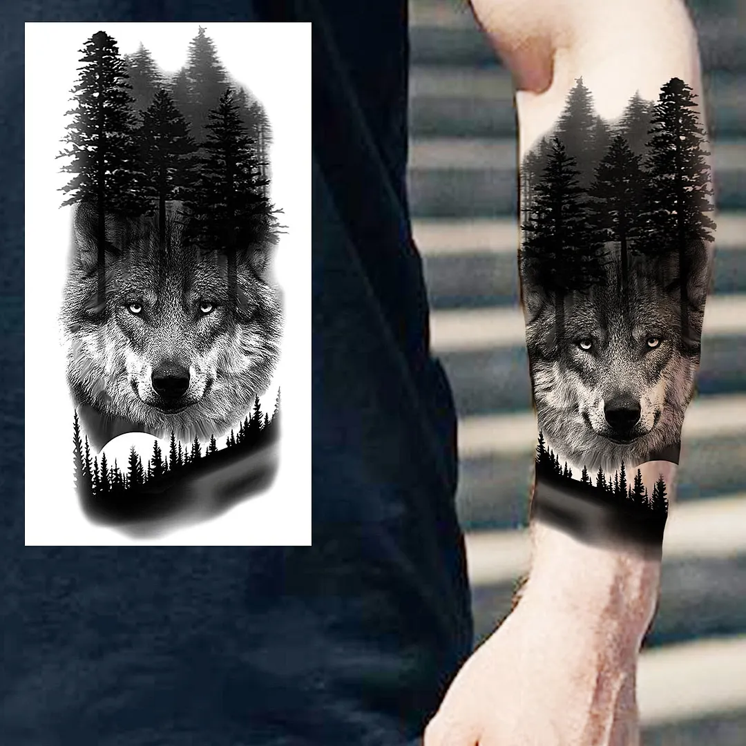 Halloween Clown Joker Scary Temporary Tattoos For Men Women Realistic Scary Lion Waterproof Tattoo Forearm Tatoos Vampire